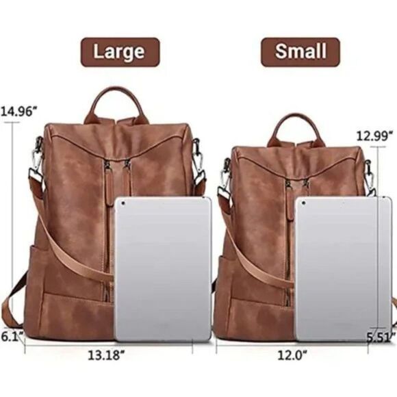 New Women Backpack Purse Leather Small-brown - Picture 3 of 7